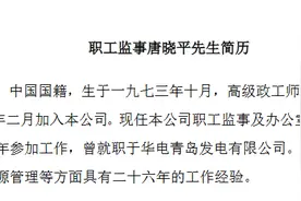 华电国际电力股份有限公司职工监事张鹏辞职图片