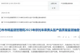 厦门市市场监督管理局2023年摩托车乘员头盔产品质量监督抽查情况图片