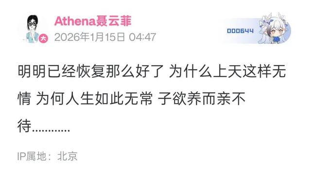 聂卫平家属发布讣告：先生12年前做癌症手术，去年因脑梗昏迷12天	，女儿悲痛发声“子欲养而亲不待	”