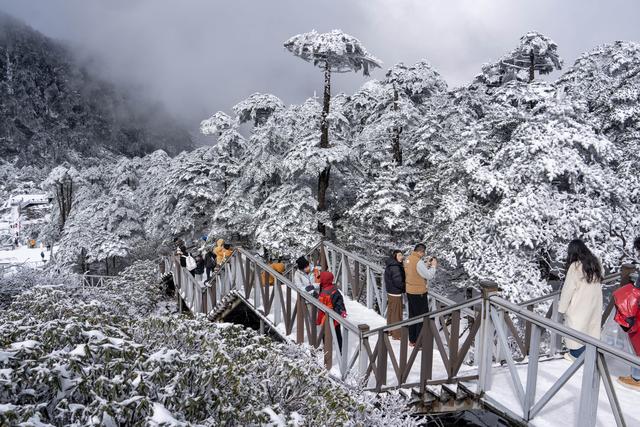 大理苍山：银装素裹美景引客来#