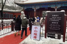 景山成赏雪热门打卡地，公园为何又铺红毯又撒黄土？图片