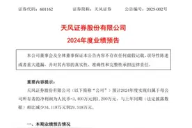 天风证券业绩预告：预计2024年度归母净利润为-3400万元到1200万元图片