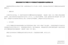 海南调整汽车置换更新补贴政策：增加“新车上牌地”限定图片
