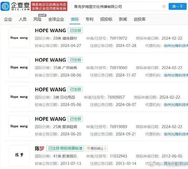 陈梦父母成立体育公司