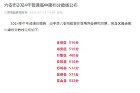 六安市2024年普通高中建档分数线公布图片