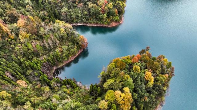 绥阳：层林尽染初冬色 湖水清澄映彩峦