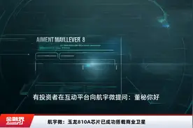 航宇微：玉龙810A芯片已成功搭载商业卫星视频封面