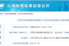 起重机未经检验合格交付使用，江阴市亚澄起重机械有限公司被罚3万图片