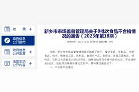 河南省新乡市市场监督管理局关于9批次食品不合格情况的通告（2023年第18期）图片