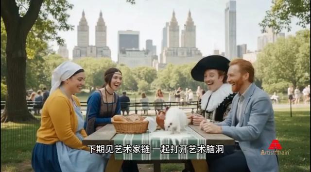 世界名画复活｜中央公园开一场狂欢艺术派对？AI视频脑洞大开，笑喷了