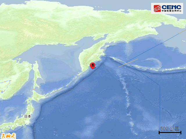 堪察加东岸远海发生6.0级地震