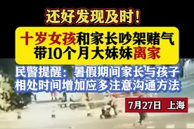 十岁女孩因和妈妈吵架赌气 带10个月大妹妹离家图片