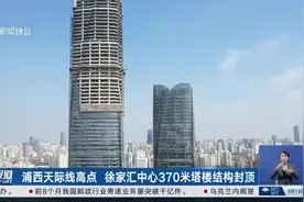 浦西天际线高点 徐家汇中心370米塔楼结构封顶图片