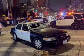 洛杉矶抗议民众与警察爆发冲突，当地华人：华人居住区比较平静，担心公司被“打砸抢”图片