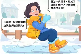 天气寒冷小区路面结冰导致居民摔倒，责任由谁承担？图片