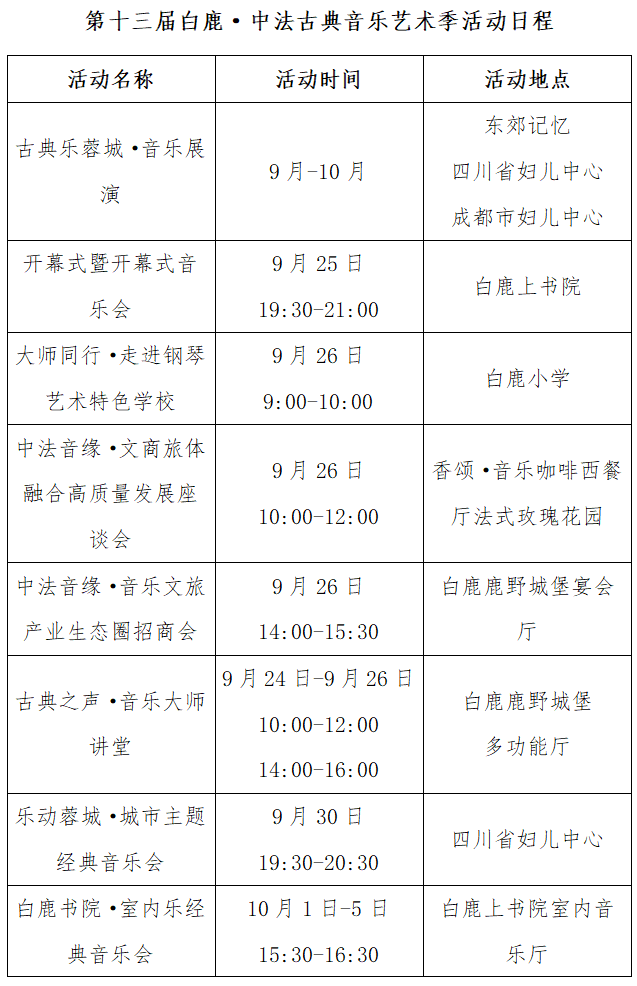 9月25日起，来成都，欣赏美妙的中法古典音乐会吧
