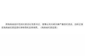 涉嫌严重违纪违法！原海南省农村信用社联合社党委书记、理事长利光秘被查图片