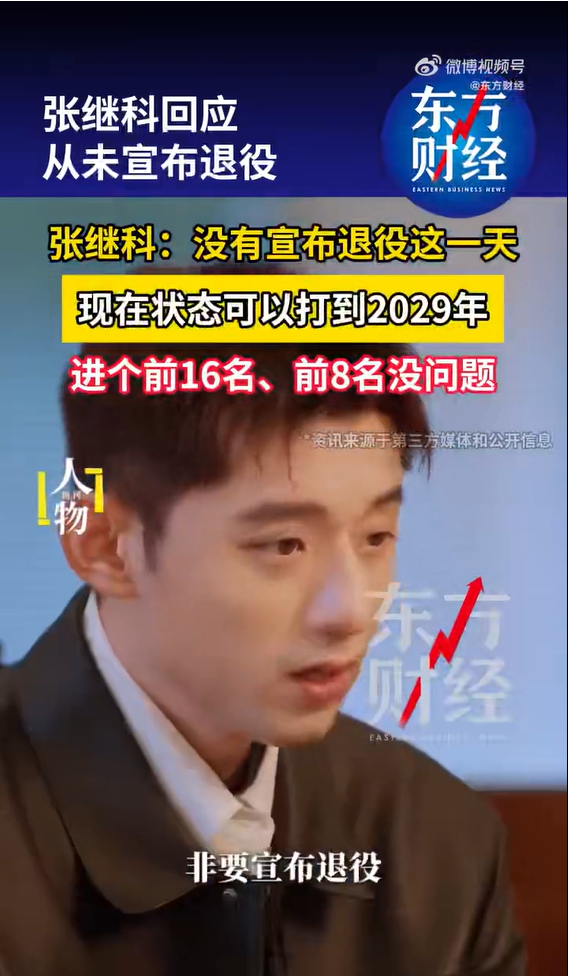 张继科回应“从未宣布退役”