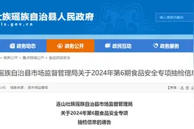 广东省清远市连山壮族瑶族自治县市场监督管理局关于2024年第6期食品安全专项抽检信息的通告图片