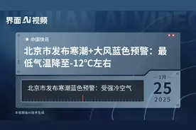 北京市发布寒潮+大风蓝色预警：最低气温降至-12℃左右视频封面