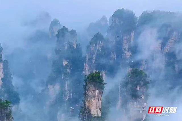 张家界国家森林公园雨后奇景：水墨丹青画中游