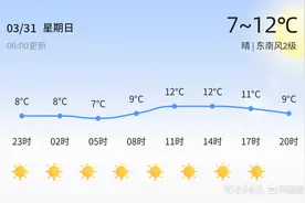 【青岛天气】3月31日，温度7℃~12℃，晴图片