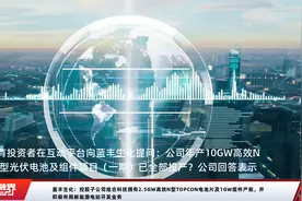 蓝丰生化：控股子公司旭合科技拥有2.5GW高效N型TOPCON电池片及1GW组件产能，并积极布局新能源电站开发业务视频封面