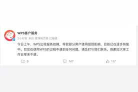 WPS回应“崩了”：服务故障 已在逐步恢复中图片
