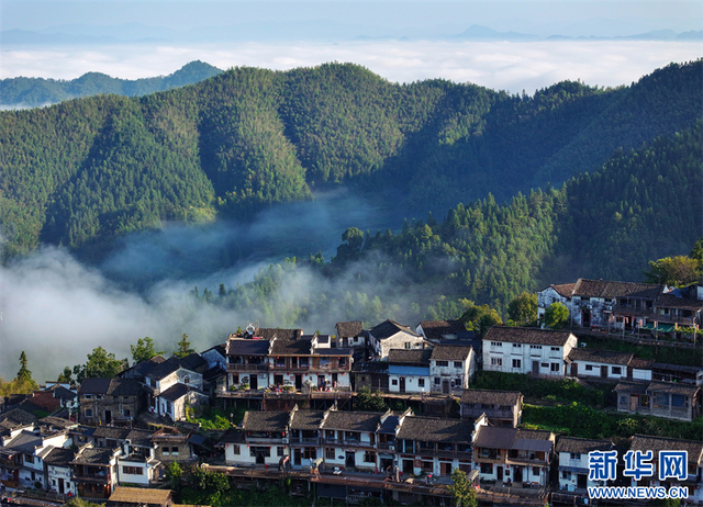 安徽黄山：云上村落画秋意