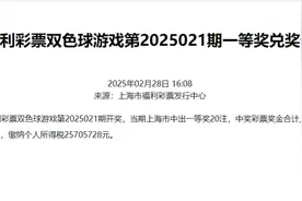 缴纳个税2570万元！上海1.28亿元巨奖得主已兑奖图片