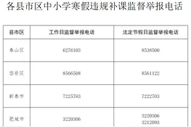 严禁中小学寒假违规补课，泰安发布监督举报电话图片