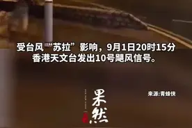 香港天文台昨晚发出10号飓风信号，网传一女子被狂风吹倒，脸贴地滑行数米图片