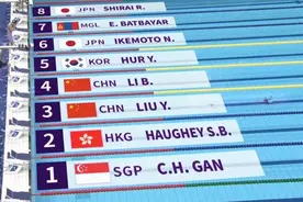 亚运会女子200米自由泳，中国香港选手何诗蓓破赛会纪录夺金！图片