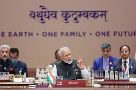 印媒发现：莫迪在G20峰会发言时，身前桌签国名已是“婆罗多”图片