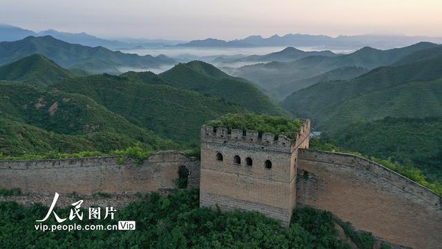 北京密云：蟠龙山长城晨雾缥缈景美如画