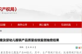 山东省市场监管局公布44批次儿童及婴幼儿服装产品抽查结果图片