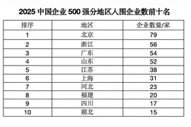 2025中国企业500强榜单发布：浙江入围56家，数量居全国第二图片