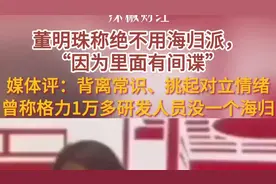 董明珠称绝不用海归派，“因为里面有间谍”！媒体评：背离常识、挑起对立情绪图片