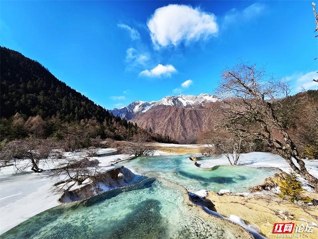 一半冰雪，一半碧波，冬日黄龙的色彩魔术
