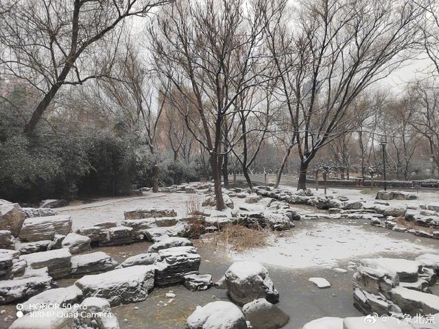 北京今冬首场大雪，市区公园美成画卷