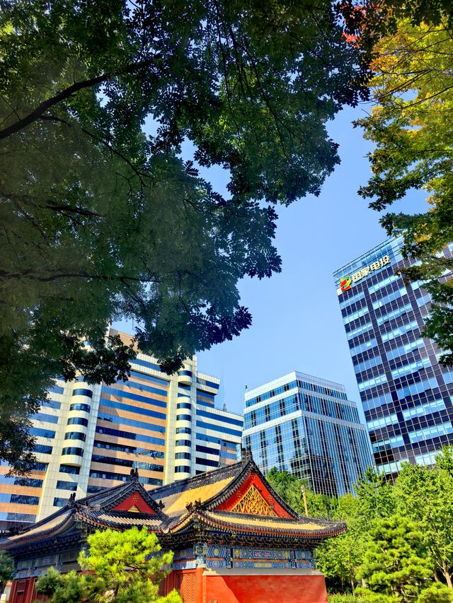 今日北京天朗气清，绚烂色彩勾勒出迷人秋景