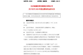 城建发展：2023年归属股东净利润为5.59亿元图片