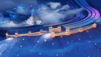 哈尔滨冰雪大世界超级冰滑梯已建成9条滑道