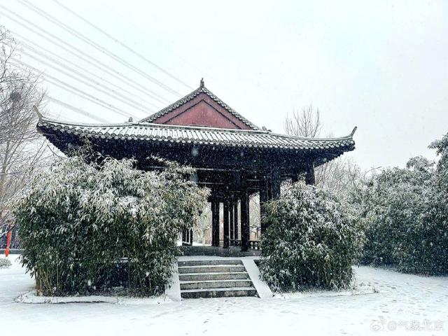 北京今冬首场大雪，市区公园美成画卷
