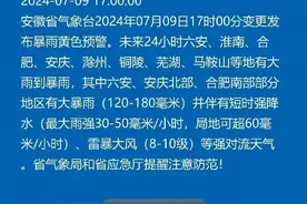 大暴雨+8~10级雷暴大风！安徽更新暴雨黄色预警图片