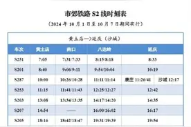 北京市郊铁路：10月1至7日，S2线每日开行7对列车图片