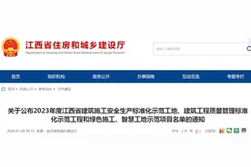关于公布2023年度江西省建筑施工安全生产标准化示范工地、建筑工程质量管理标准化示范工程和绿色施工、智慧工地示范项目名单的通知图片