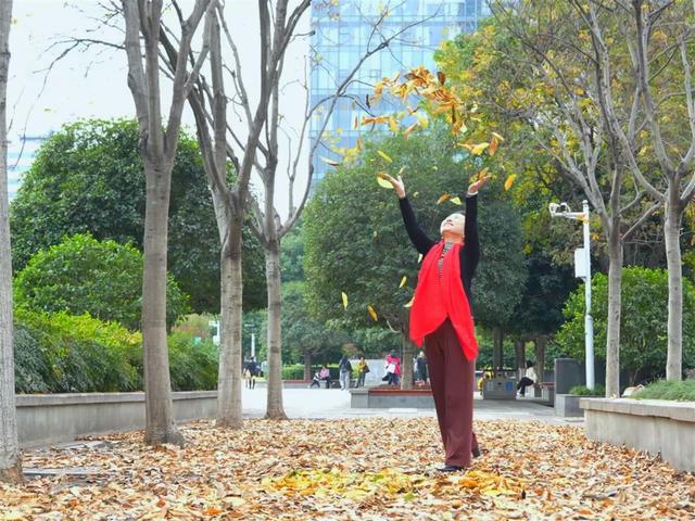 落叶缓扫留秋韵，洪山广场秋意浓