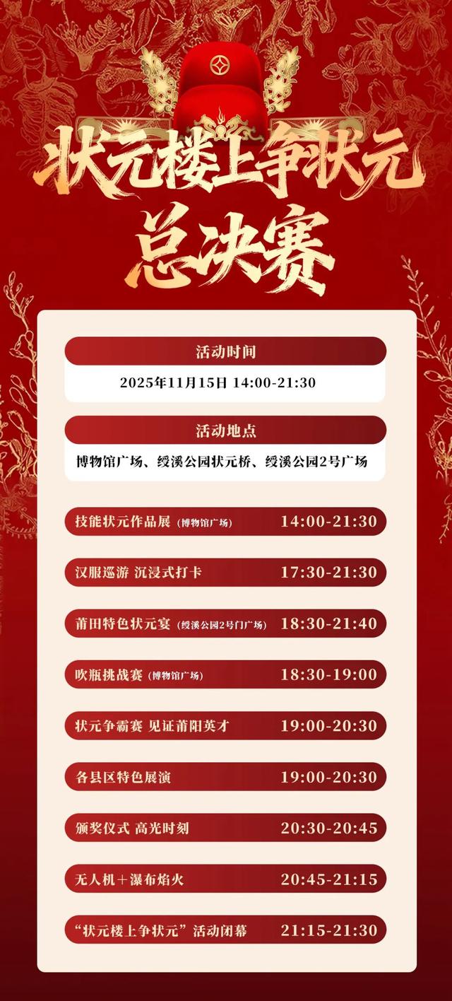 11月15 日，莆田绶溪公园状元争霸总决赛 ！