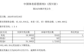 中国体育彩票10月18日开奖结果图片
